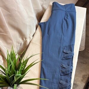 Athleta Navy Leggings with Ruffle Accent